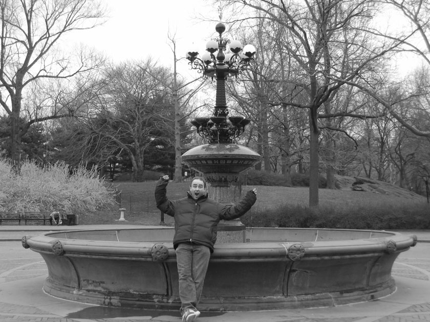 Rob in fornt of the 'Friends' fountain